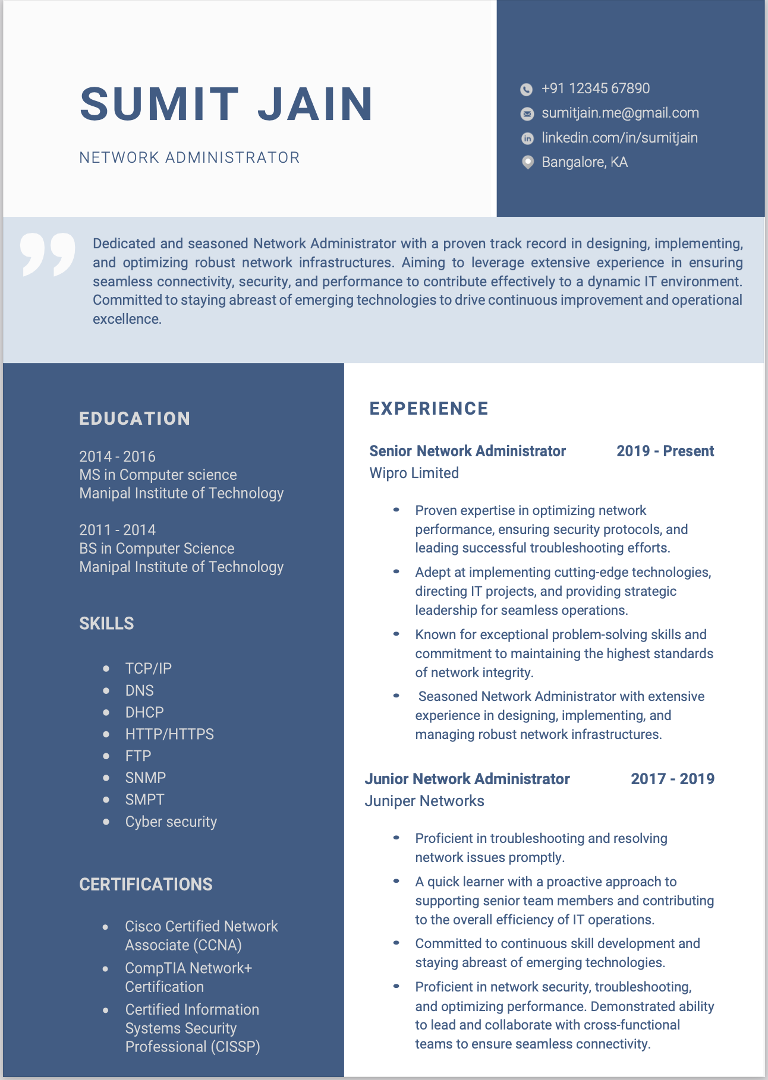 Computer Science Sample in MS Word resume format