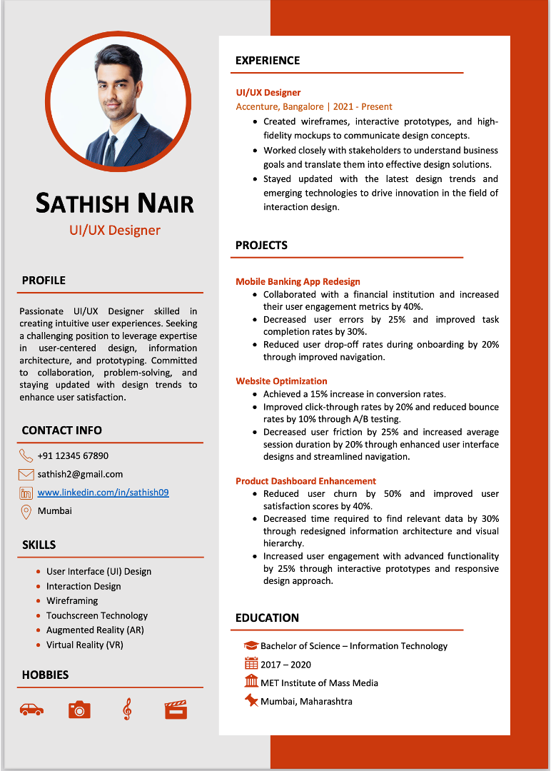resume format for freshers bsc