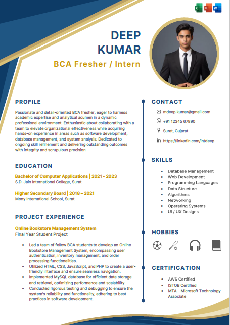 BCA Fresher resume format