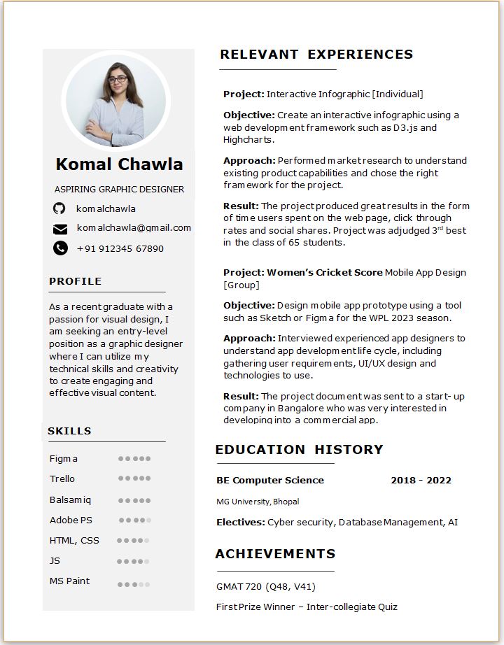 BE Computer Science resume format