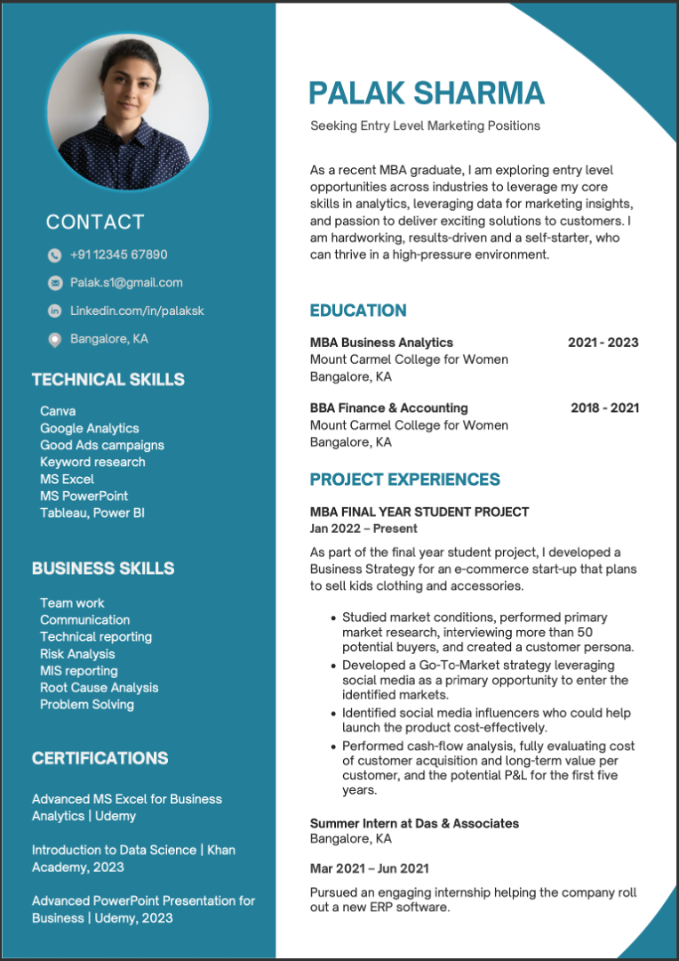 Free Fresher Resume Formats In MS Word BCA BBA BCom BE MBA MCA BTech